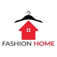 Fashion house logo design template illustration. House with hanger logo vector design.