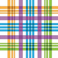 Seamless plaid, tartan, check pattern yellow, green, turquoise and violet. Design for wallpaper, fabric, textile, wrapping. Simple background vector