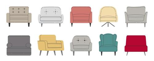 Set of chair. Collection trendy chair in flat style. Vector illustration on white background