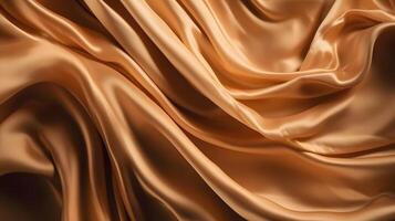 AI generated Golden-colored silk surface with folds. Abstract background, neural network generated image photo