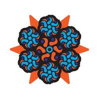 hand drawn doodle mandala. mandala with colorful tribal ornament. Isolated vector
