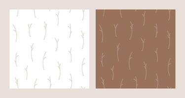 Set of two seamless patterns with apricot branches, vector illustration