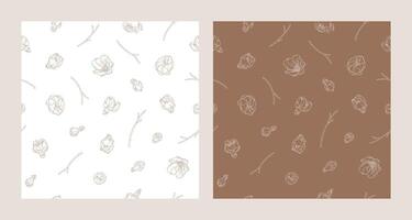 Set of seamless patterns with blooming apricot flowers vector