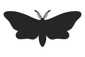 Vintage butterfly silhouette isolated on a white background. Simple black butterfly or moth. Vector illustration, insect icon
