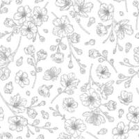 Vector seamless pattern with blooming apricot flowers