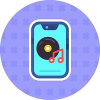 música jugador plano pegatina icono vector