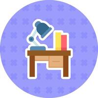 icono de etiqueta plana de lámpara de mesa vector