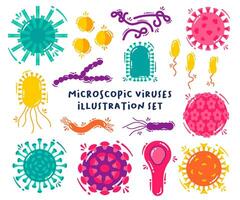 conjunto de microscópico virus ilustración vector