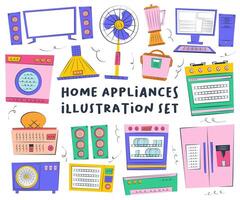 Collection of Household Appliances Illustration Icons vector