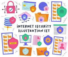 conjunto de Internet seguridad ilustración vector