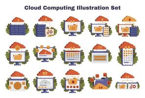 Cloud Computing Illustration Set vector