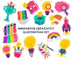 Set of Illustrations Creative Ideas and Innovation vector