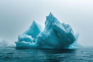 AI generated Bluish iceberg with beautiful shapes. photo