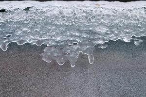 Close up of icy and snowy surfaces. photo