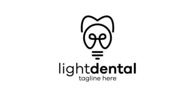 logo design combining the shape of a lamp with teeth, minimalist line logo design. vector