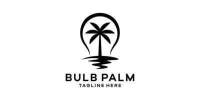 ligero bulbo y palma árbol logo diseño, icono símbolo diseño modelo. vector