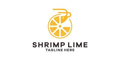 logo design combination of shrimp and lemon shapes, logo design template creative symbol idea. vector