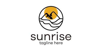 logo design mountain sunrise minimalist line. vector