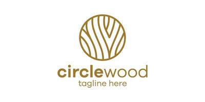 logo design combination of wood with circles, minimalist line logo design. vector