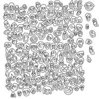 set of smiling faces illustration vector hand drawn isolated on white background