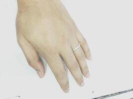 a man's hand with a ring on it photo