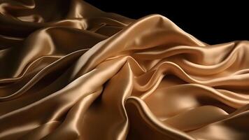 AI generated Golden-colored silk surface with folds. Abstract background, neural network generated image photo