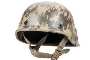 AI generated 20-th century combat infantry helmet on white background, neural network generated image photo