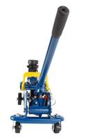 blue hydraulic car jack isolated on white background, lowered photo