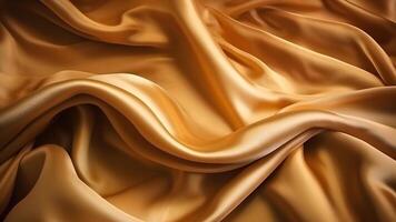 AI generated Golden-colored silk surface with folds. Abstract background, neural network generated image photo