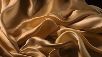 AI generated Golden-colored silk surface with folds. Abstract background, neural network generated image photo