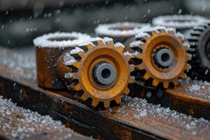 AI generated Details The gear is made of metal. Mechanical gears made of steel photo