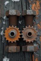 AI generated Details The gear is made of metal. Mechanical gears made of steel photo