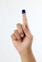 Female FInger Hand with Blue Ink photo