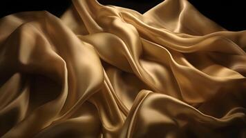 AI generated Golden-colored silk surface with folds. Abstract background, neural network generated image photo