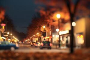 ai generado americano céntrico calle ver a otoño noche , neural red generado imagen foto