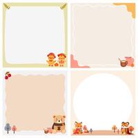 Set of Cute paper memo, note memo and sticky note with illustrations of autumn.Template for planners, checklists, notepads, cards and other office supplies.Vector illustration in cartoon style. vector