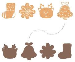 Shadow game with Christmas gingerbread vector