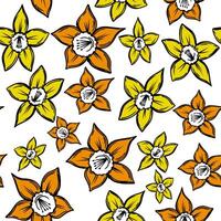 Pattern with yellow daffodil flower vector