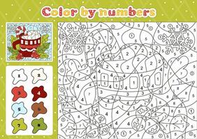 Food and drinks themed coloring page by number for kids with cute christmas cacao vector