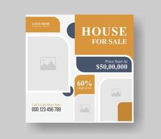 Elegant house sale social media post layout design for real estate agency, real estate editable square graphic banner post design with simple element. vector