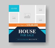 creative real estate home business fully editable square social media post vector layout design, modern and professional social media banner promotion design for your real estate agency.