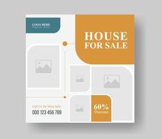 Elegant house sale social media post layout design for real estate agency, real estate editable square graphic banner post design with simple element. vector