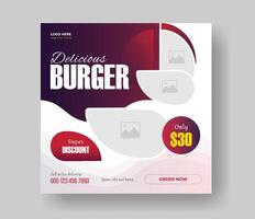 hamburguesa social medios de comunicación cuadrado Talla bandera diseño para tu rápido comida restaurante menú negocio promoción, delicioso hamburguesa comida menú enviar diseño diseño con degradado formas vector