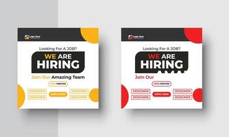 Poster for we are hiring. employees needed. Job recruitment design for companies or agency vector