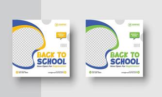 School education admission creative web banner and square social media post template vector