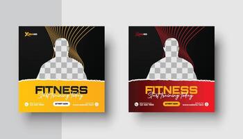 Sport Gym and Fitness Promotion or square web Social Media Template vector