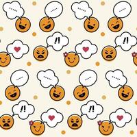 Seamless pattern with emoji face and dots. Emoji background. Smile shape icon texture. Vector illustration