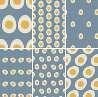 Hard boiled egg pattern seamless vector set. Textile color. Minimalist fabric texture printable for wallpaper, kitchen, wrapping paper, scrapbook, table cloth.