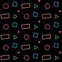 Seamless pattern background with shapes minimalism. Neon color futurism in black background. vector