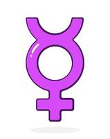 Non Binary Gender Symbol. Part of LGBT community. Vector illustration. Hand drawn cartoon clip art with outline. Isolated on white background